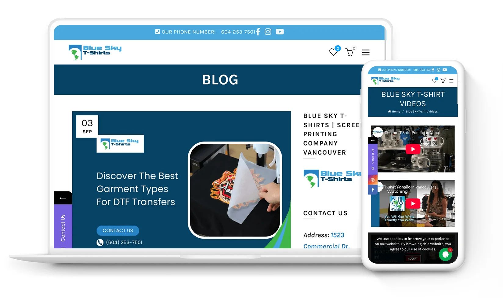Blue Sky T-shirts Responsive Web Design