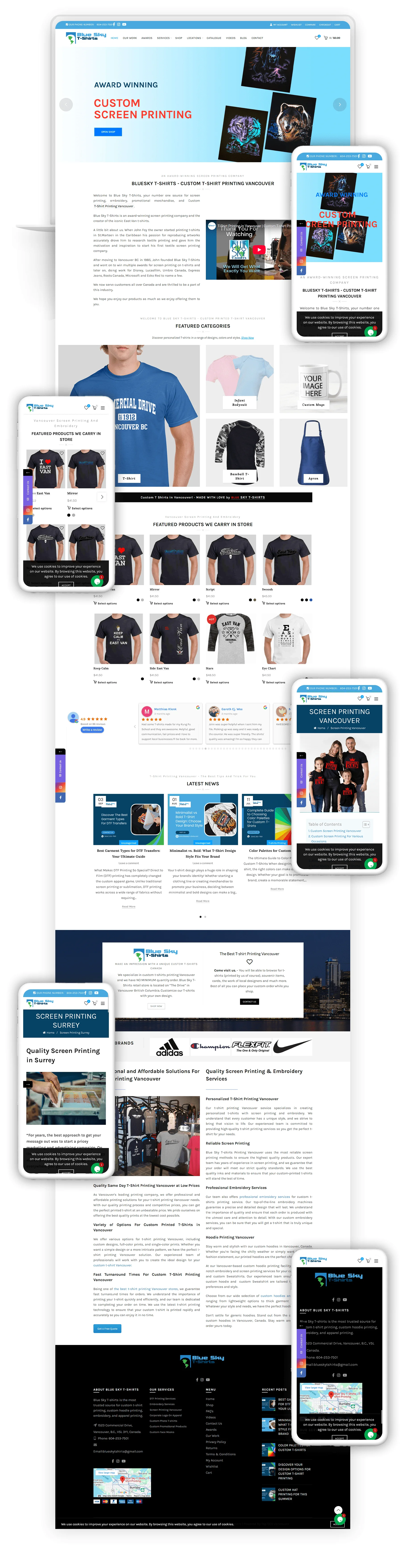 Blue Sky T-Shirts Website Design
