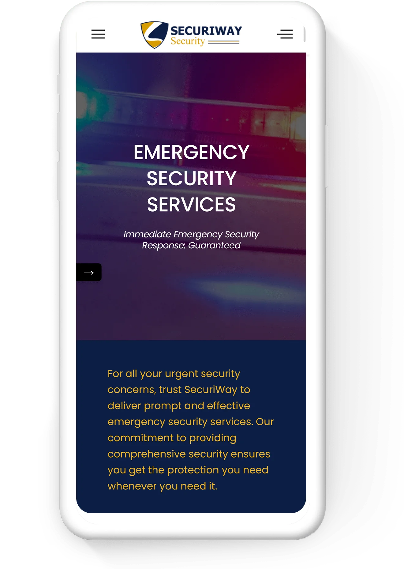 Mobile Layout Of Securiway Website