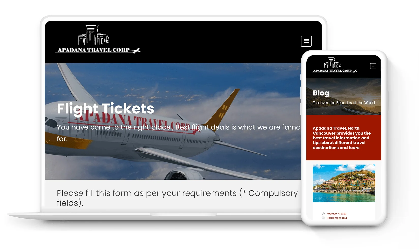 Responsive Website Layout of Apadana Travel