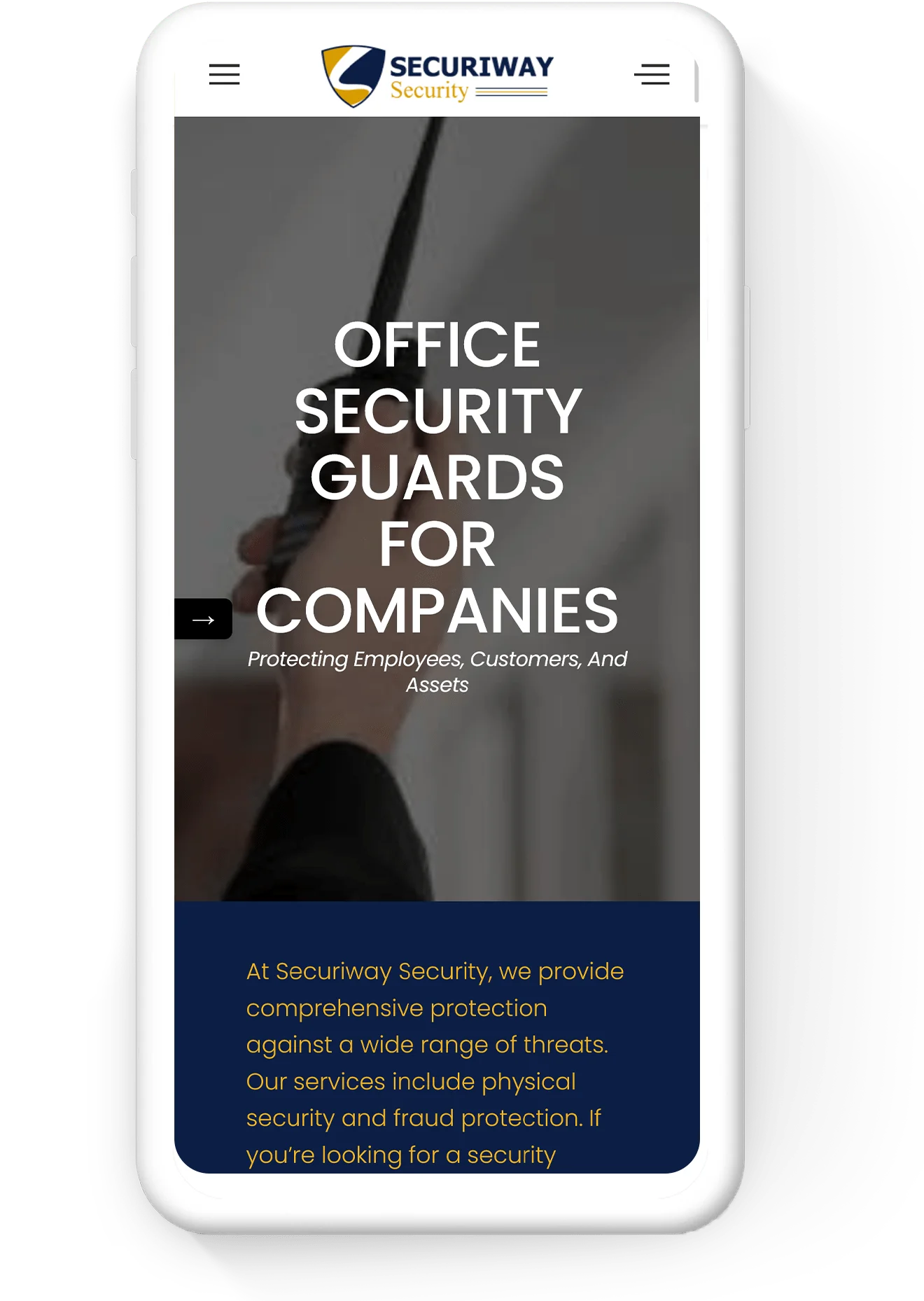 Securiway Website Mobile Layout